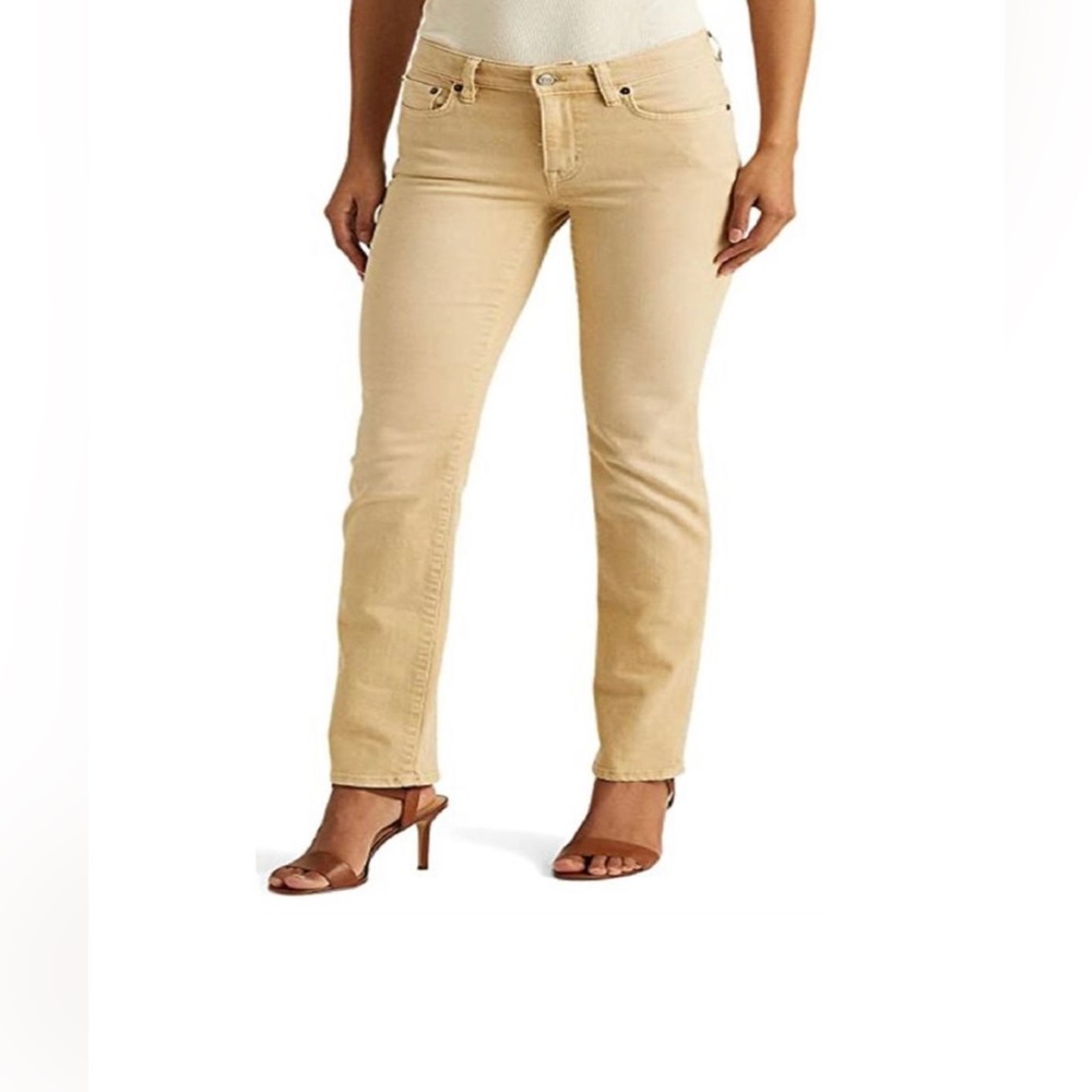 Ralph Lauren Women's Mid Rise Straight Jeans Almond Size 12